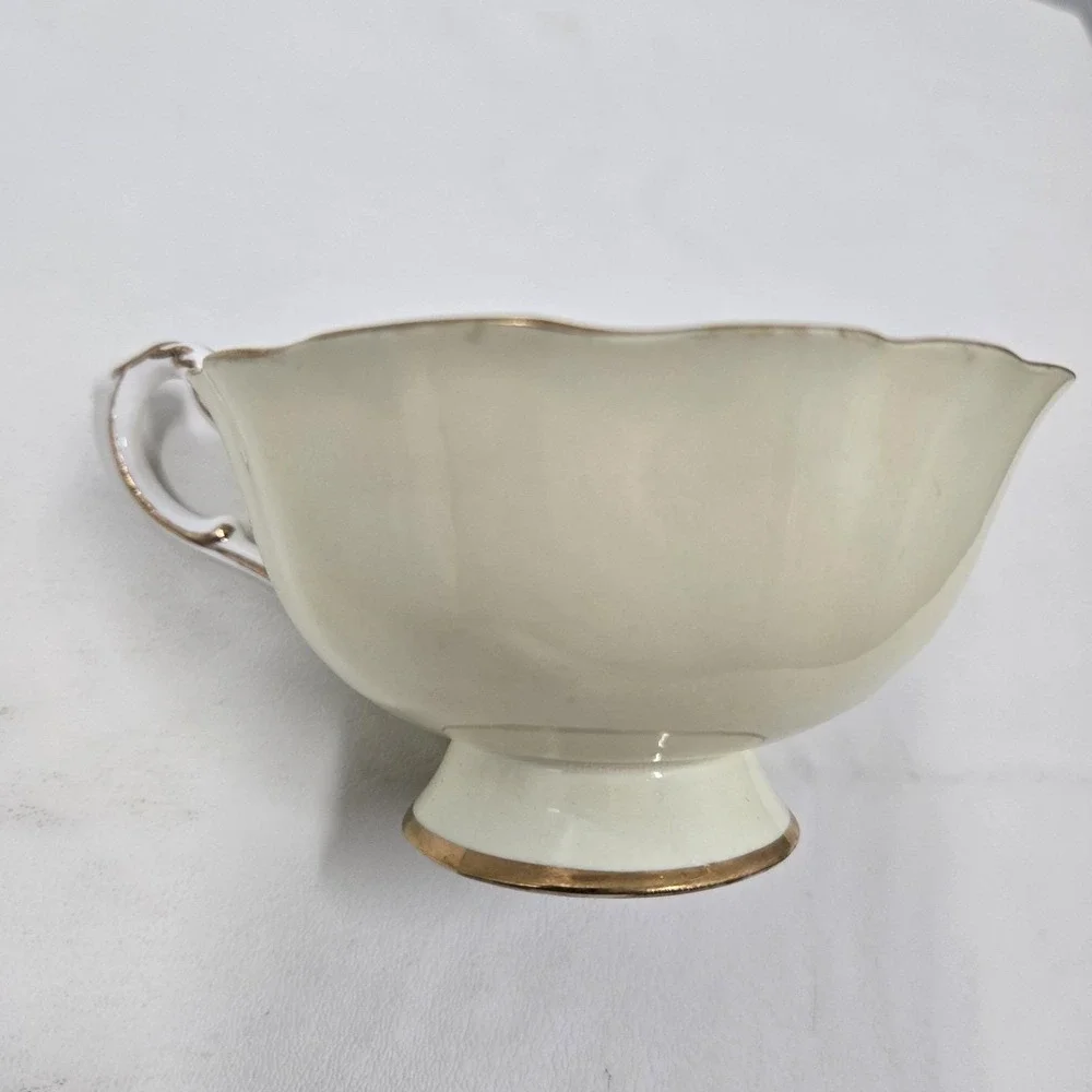 Paragon Fine Bone China Teacup & Saucer Black Yellow Hibiscus Vintage